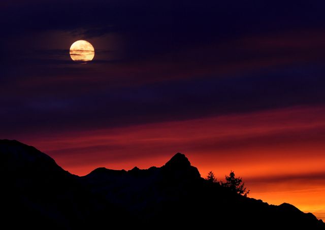 Full Moon Over Black Mountain - Download Free Stock Photos Pikwizard.com