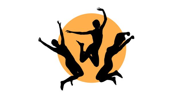 Illustrative image of people dancing and sun against white background, copy space - Download Free Stock Photos Pikwizard.com