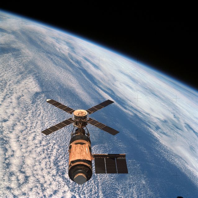 View of Skylab space station cluster in Earth orbit from CSM - Download Free Stock Photos Pikwizard.com