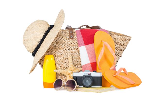 Beach accessories isolated on white background - Download Free Stock Photos Pikwizard.com
