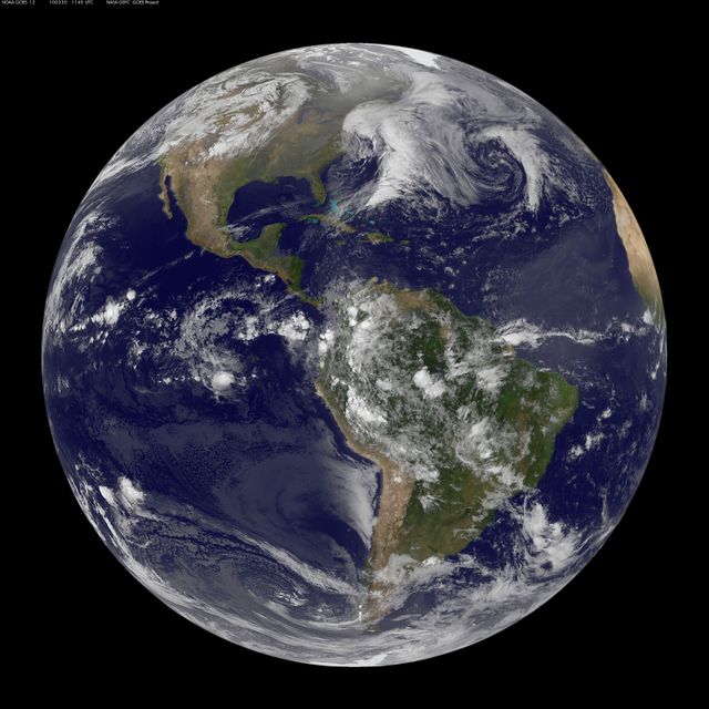 NASA GOES-12 Full Disk view March 30, 2010 - Download Free Stock Photos Pikwizard.com