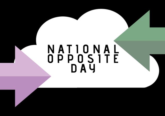 Composition of national opposite day text with arrows and cloud icon on black background - Download Free Stock Photos Pikwizard.com