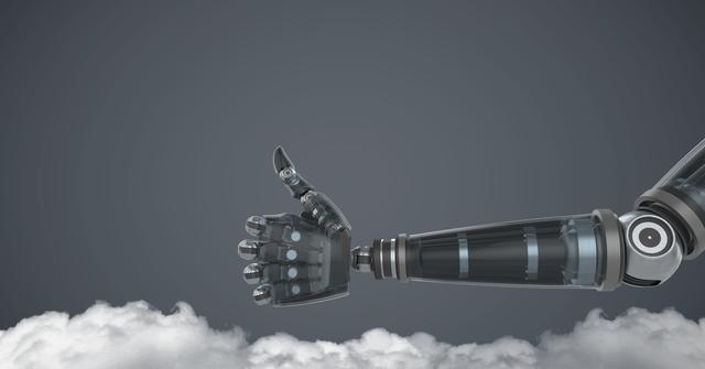Android Robot hand thumbs up with grey background - Download Free Stock Photos Pikwizard.com