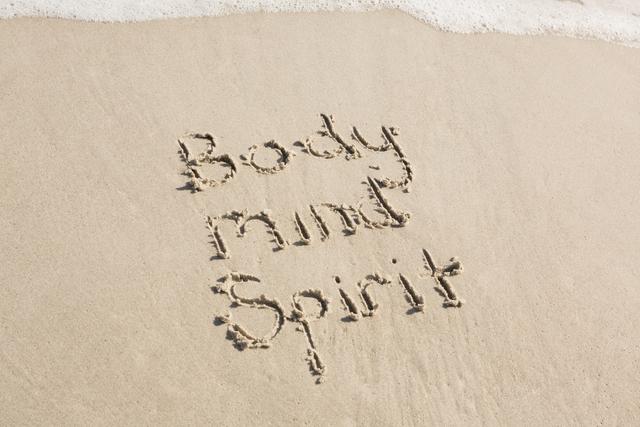 Body mind spirit written on sand - Download Free Stock Photos Pikwizard.com