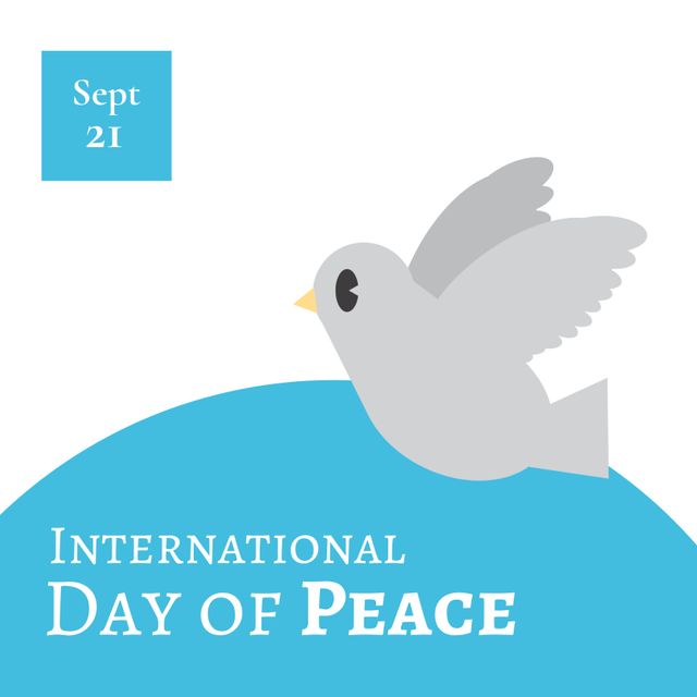 Vector image of bird with international day of peace text, copy space - Download Free Stock Templates Pikwizard.com