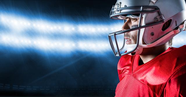 Thoughtful player with helmet against stadium in background - Download Free Stock Photos Pikwizard.com