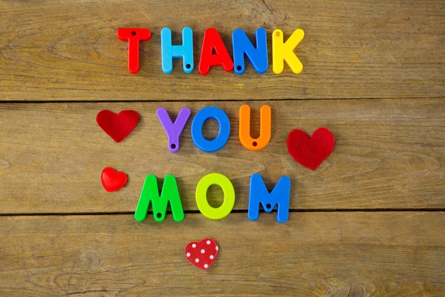 Thank you mom message with red hearts - Download Free Stock Photos Pikwizard.com