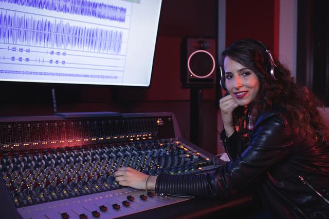 Female audio engineer using sound mixer - Download Free Stock Photos Pikwizard.com