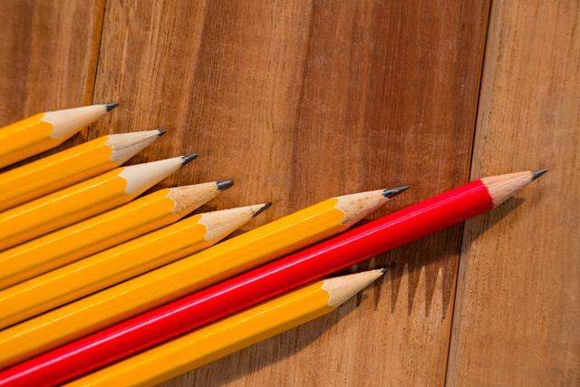Close-up of pencils on wooden table - Download Free Stock Photos Pikwizard.com