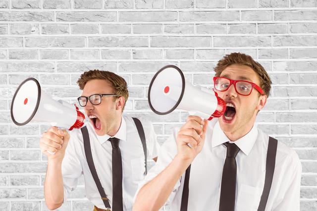 Multiple image of angry businessman screaming through megaphone - Download Free Stock Photos Pikwizard.com