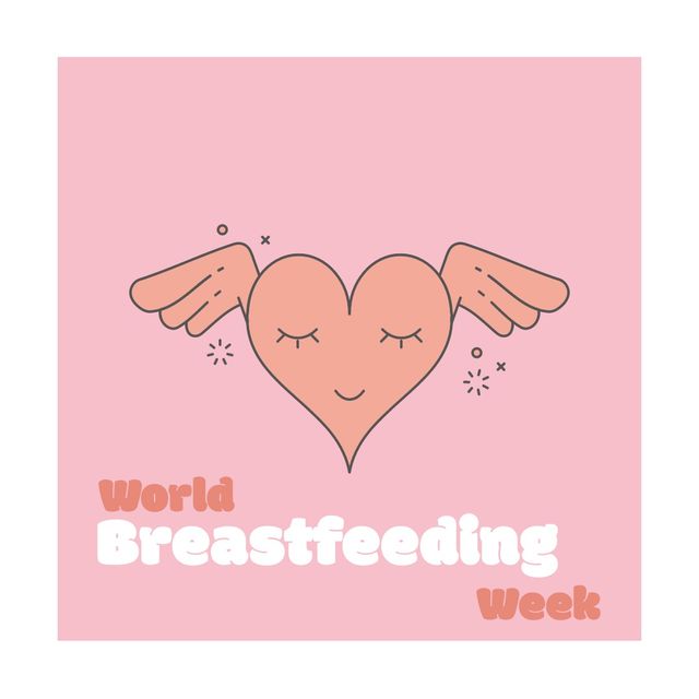 Illustration of heart shape with closed eyes and hands and world breastfeeding week text, copy space - Download Free Stock Templates Pikwizard.com