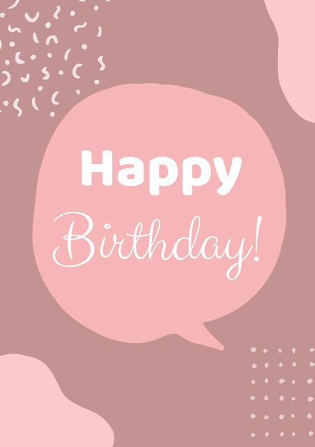 Composition of happy birthday text over shapes on pink background. Birthday, party, celbration, templates and background concept digitally generated image.
