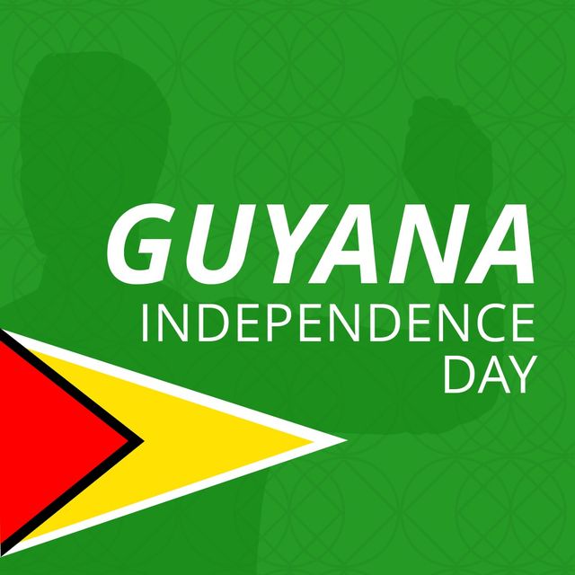 Illustration of guyana independence day text on green background, copy space. digitally generated, independence, nationality, patriotism, celebration and freedom concept.