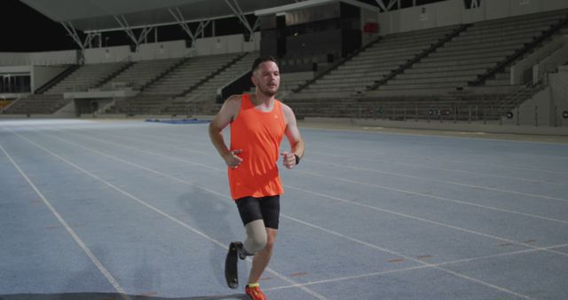 Caucasian disabled male athlete with prosthetic leg training, running - Download Free Stock Photos Pikwizard.com