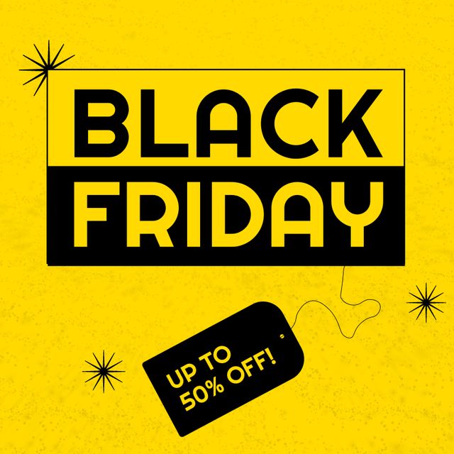 Composition of black friday text over yellow background. Black friday and celebration concept digitally generated image.
