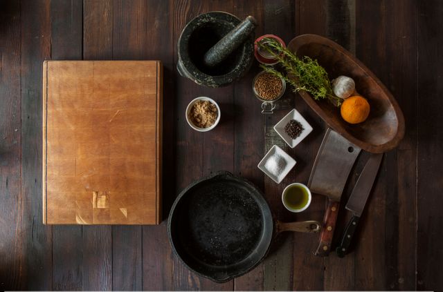 a cutting board with various foods from Pikwizard