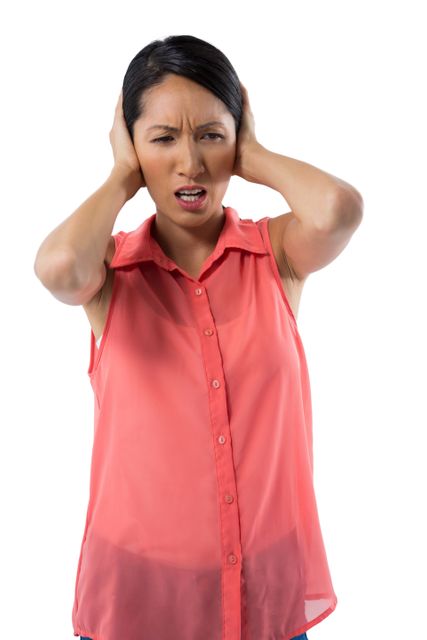 Woman covering her ears - Download Free Stock Photos Pikwizard.com