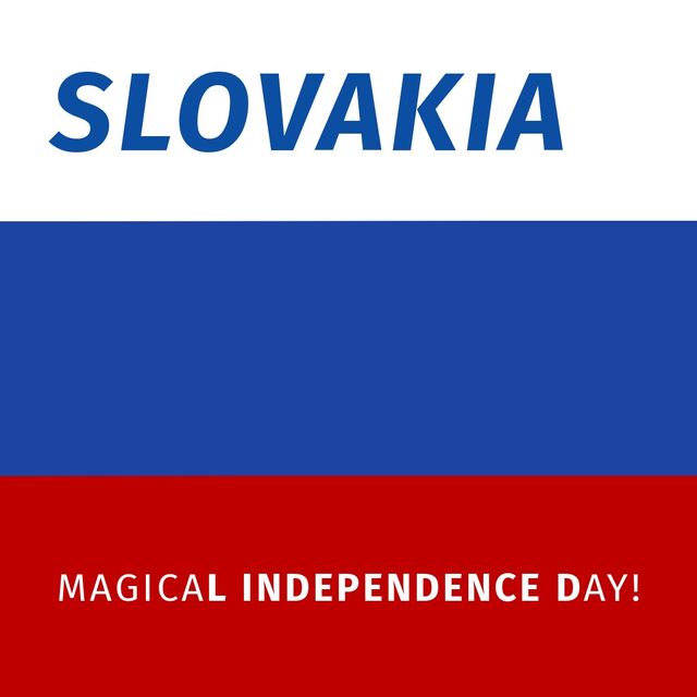 Digital composite image of slovakia magical independence day text on red and blue background. copy space, patriotism, celebration, freedom and identity concept.