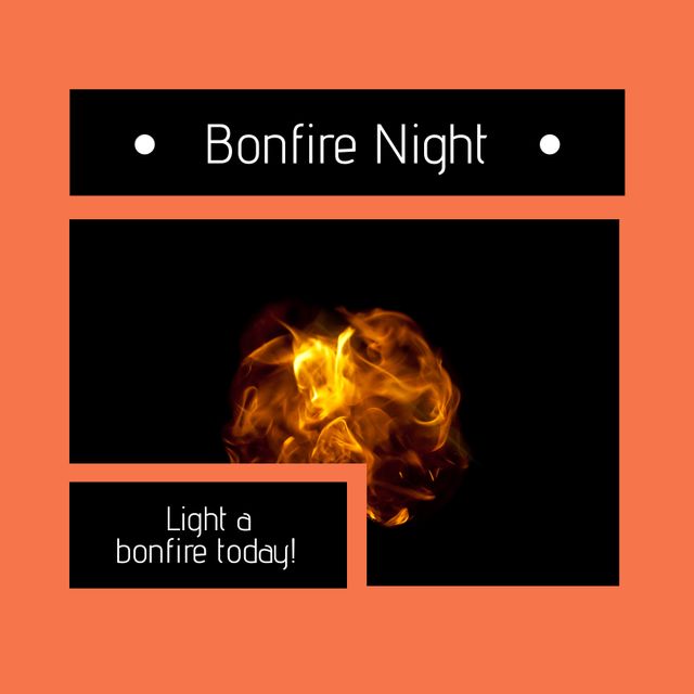 Composition of bonfire night and light a bonfire today texts with flames on red background. Bonfire night and celebration concept digitally generated image.