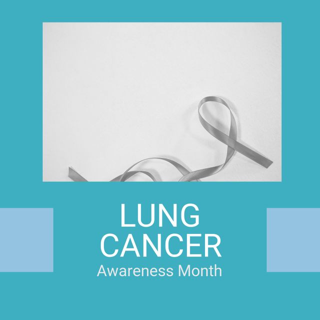 Image of lung cancer awareness month over ribbon on beige background. Health, medicine and cancer awareness concept.