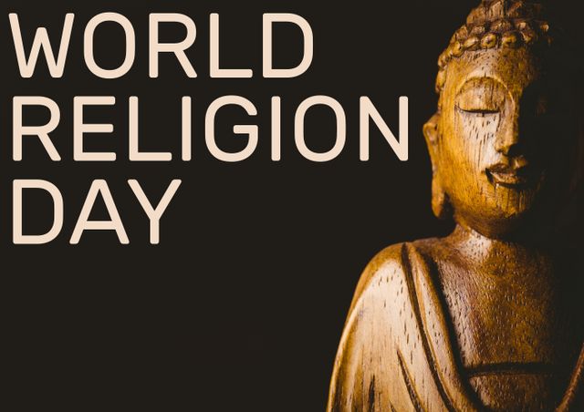World religion day text and buddha statue against black background - Download Free Stock Photos Pikwizard.com