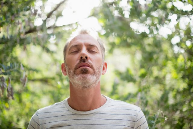 Man meditating against bright sunlight - Download Free Stock Photos Pikwizard.com