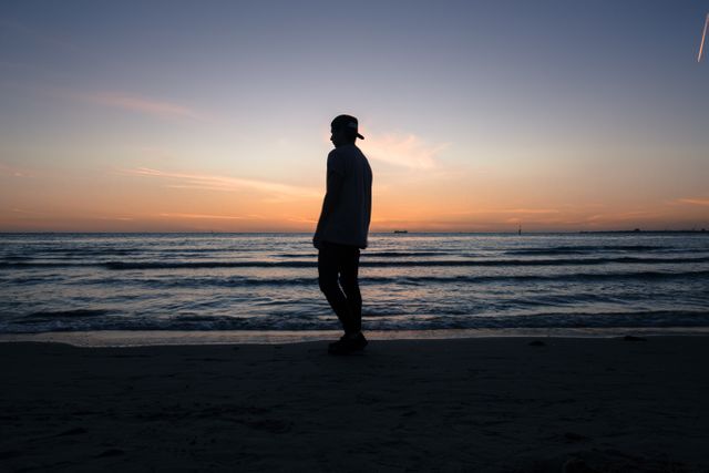Sunset Beach Man - Download Free Stock Photos Pikwizard.com