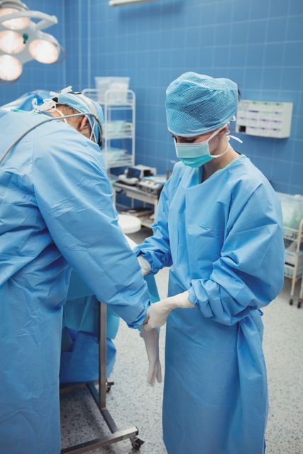 Nurse helping a surgeon in wearing surgical gloves - Download Free Stock Photos Pikwizard.com
