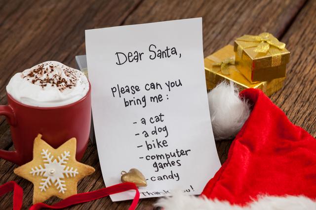 Letter to santa claus on a wooden plank