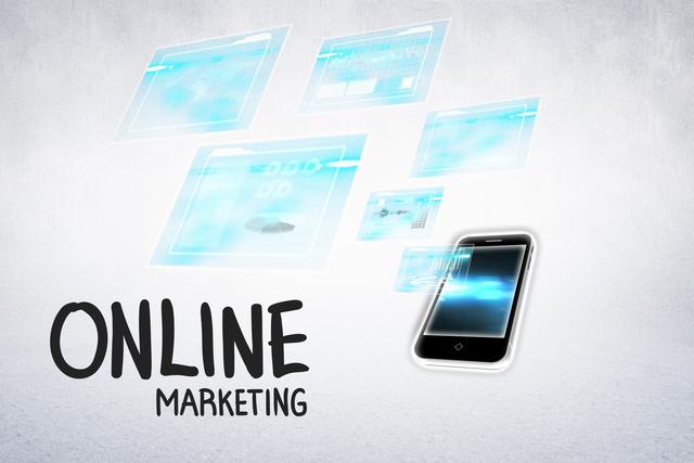 Digital composite of online marketing message with phone