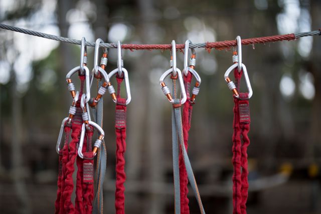 Carabiner hanging on wire rope - Download Free Stock Photos Pikwizard.com