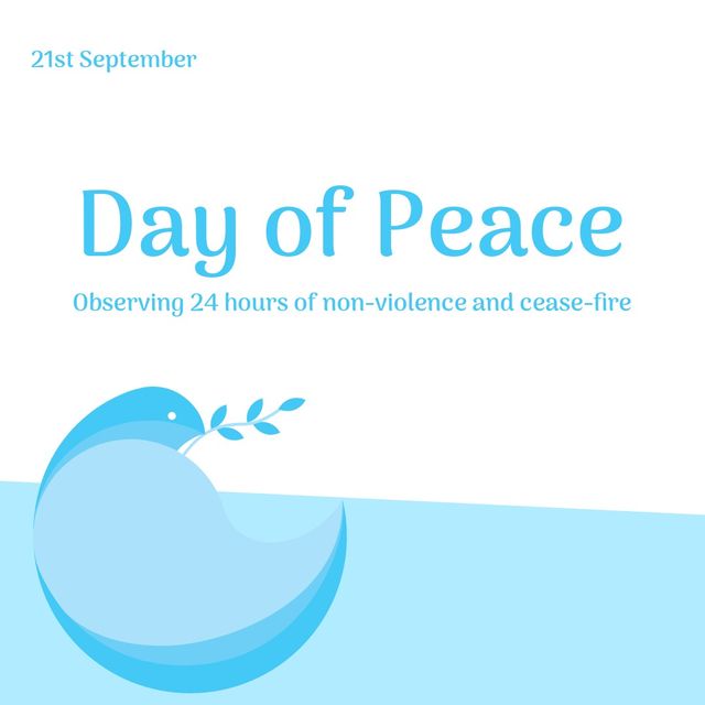 Illustration of day of peace observing 24 hours of non violence and ceasefire with pigeon - Download Free Stock Templates Pikwizard.com