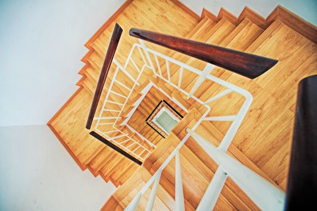 Brown Wooden White Steel Frame Staircase - Download Free Stock Photos Pikwizard.com