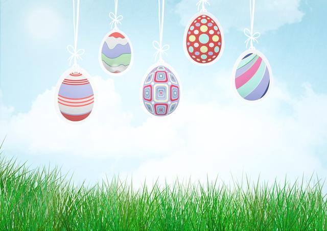 Easter eggs hanging. - Download Free Stock Photos Pikwizard.com