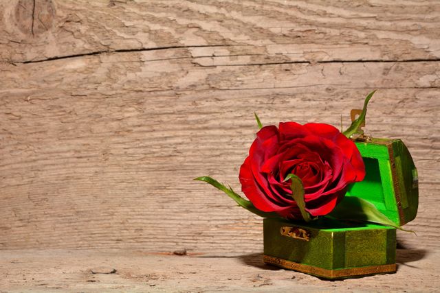 Red and Green Rose Inside Green and Brown Chest Box - Download Free Stock Photos Pikwizard.com