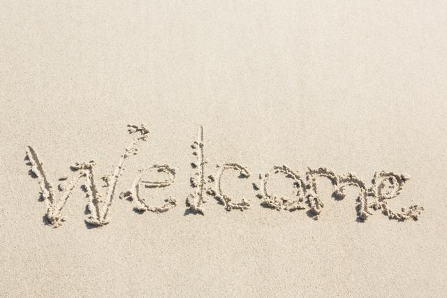 Welcome written on sand - Download Free Stock Photos Pikwizard.com