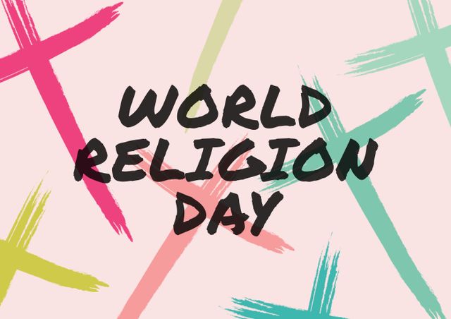 World religion day text over colorful crosses on peach background - Download Free Stock Photos Pikwizard.com