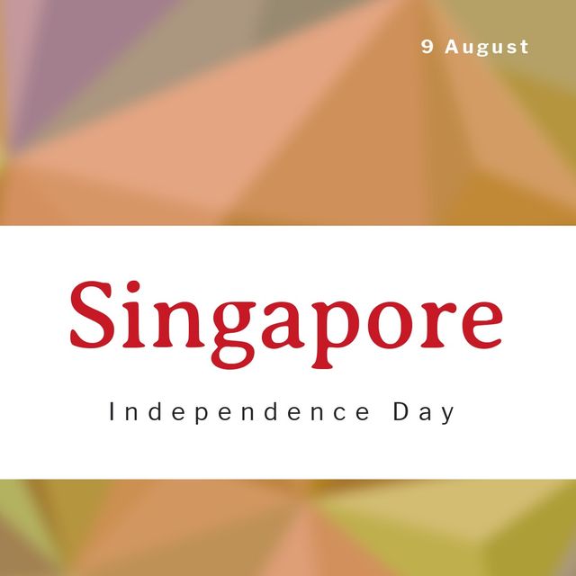 Illustration of 9 august and singapore independence day text on colorful background, copy space. patriotism, celebration, freedom and identity concept.