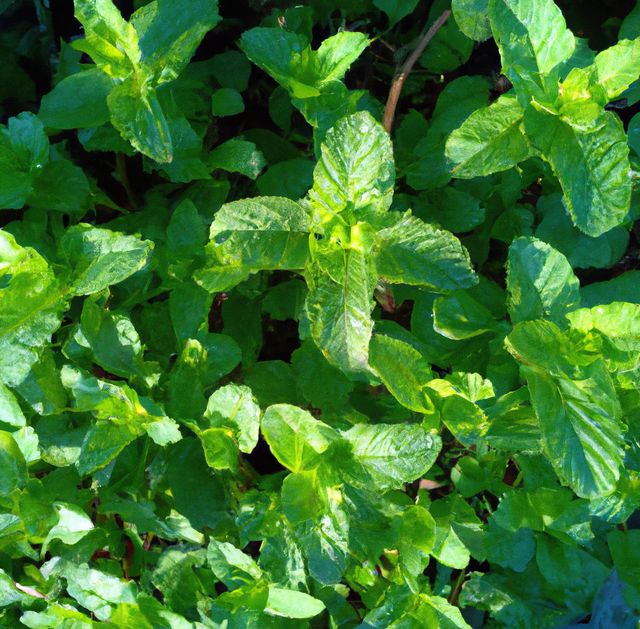 Image of close up of fresh green leaves mint plant on dark background - Download Free Stock Photos Pikwizard.com