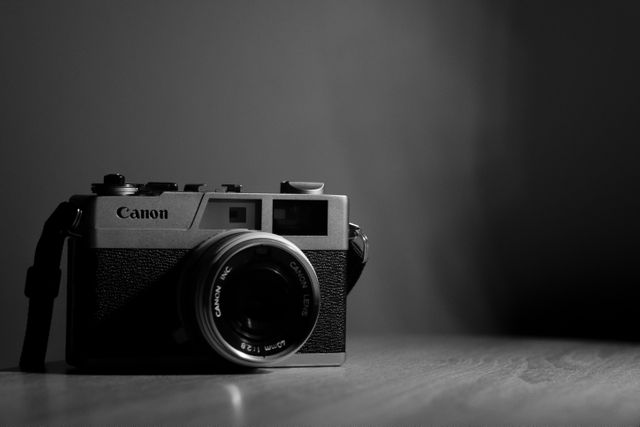 Black and white vintage camera canon - Download Free Stock Photos Pikwizard.com