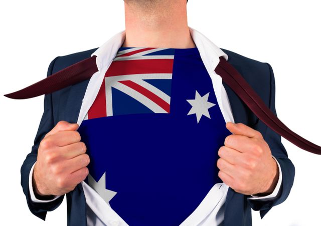 Composition of caucasian man with flag of australia - Download Free Stock Photos Pikwizard.com