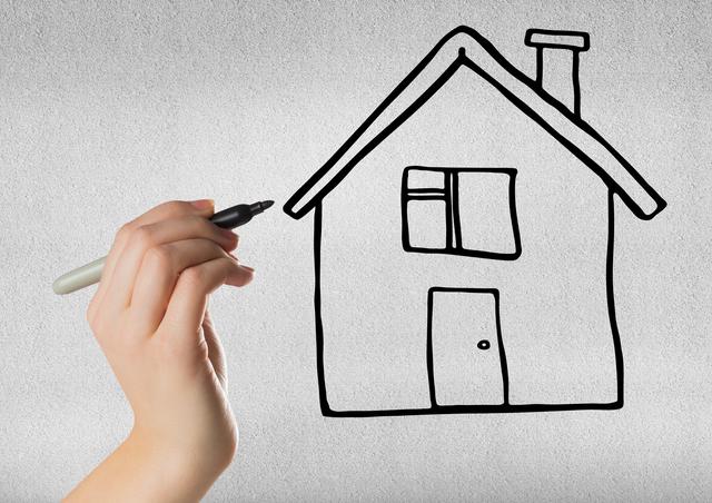 Hand drawing a house with marker on wall - Download Free Stock Photos Pikwizard.com