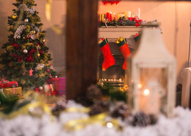 Christmas tree and christmas stocking at home - Download Free Stock Photos Pikwizard.com