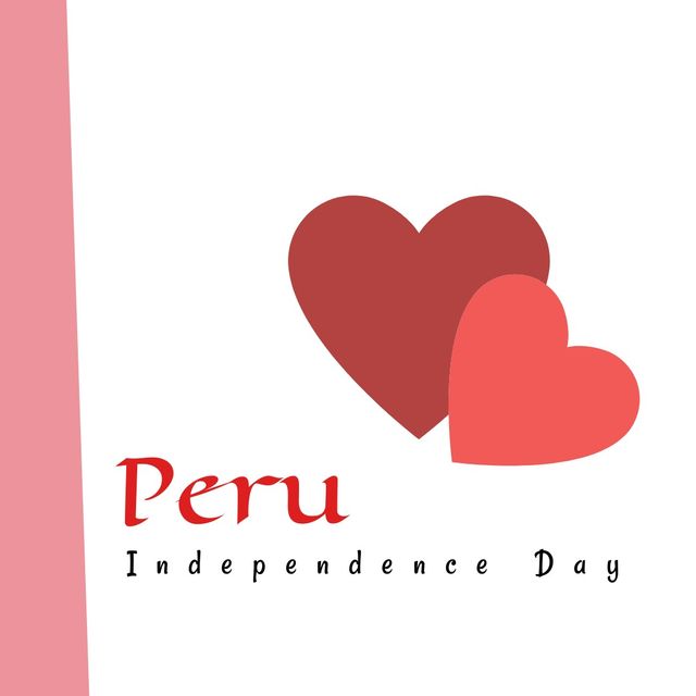Illustration of peru independence day text with red hearts against white background, copy space - Download Free Stock Templates Pikwizard.com