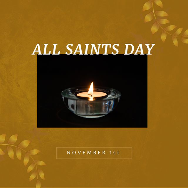 Composition of all saints day text over candle. All saints day and religion concept digitally generated image.