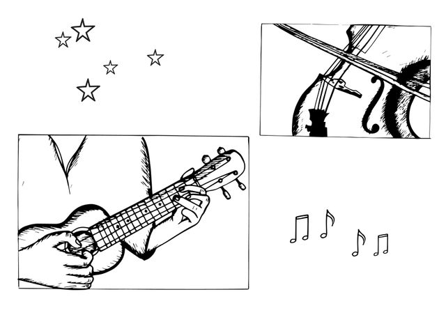 Composition of instruments drawings on white background - Download Free Stock Templates Pikwizard.com