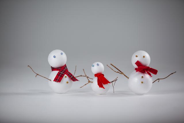 Three Christmas snowman ornaments - Download Free Stock Photos Pikwizard.com