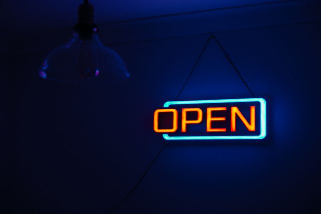 Yellow and Teal Open Neon Signage - Download Free Stock Photos Pikwizard.com