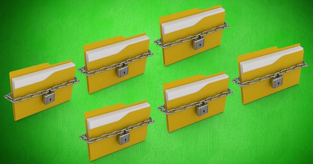 File folder with chain locked against green background - Download Free Stock Photos Pikwizard.com