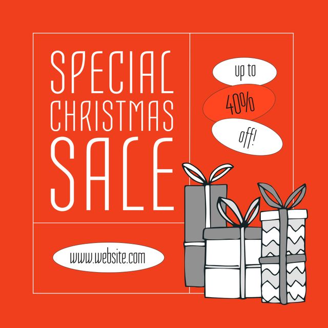 Composition of special christmas sale text over presents. Christmas and celebration concept digitally generated image.